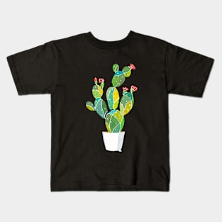 Blooming Cactus Plant in Pot Kids T-Shirt